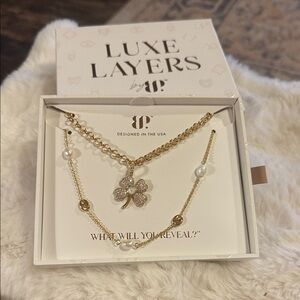 Luxe Layers Gold-Tone Layered Clover & Mother of Pearl Necklace Set